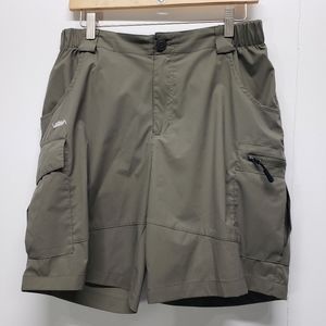 Mens Cargo Shorts Size Large Green 7.5" Inseam Fishing Lightweight Athleisure